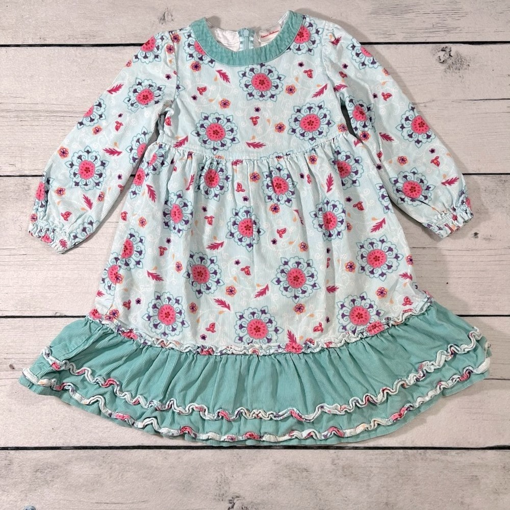 Hanna Andersson Floral Corduroy Long Sleeve Dress